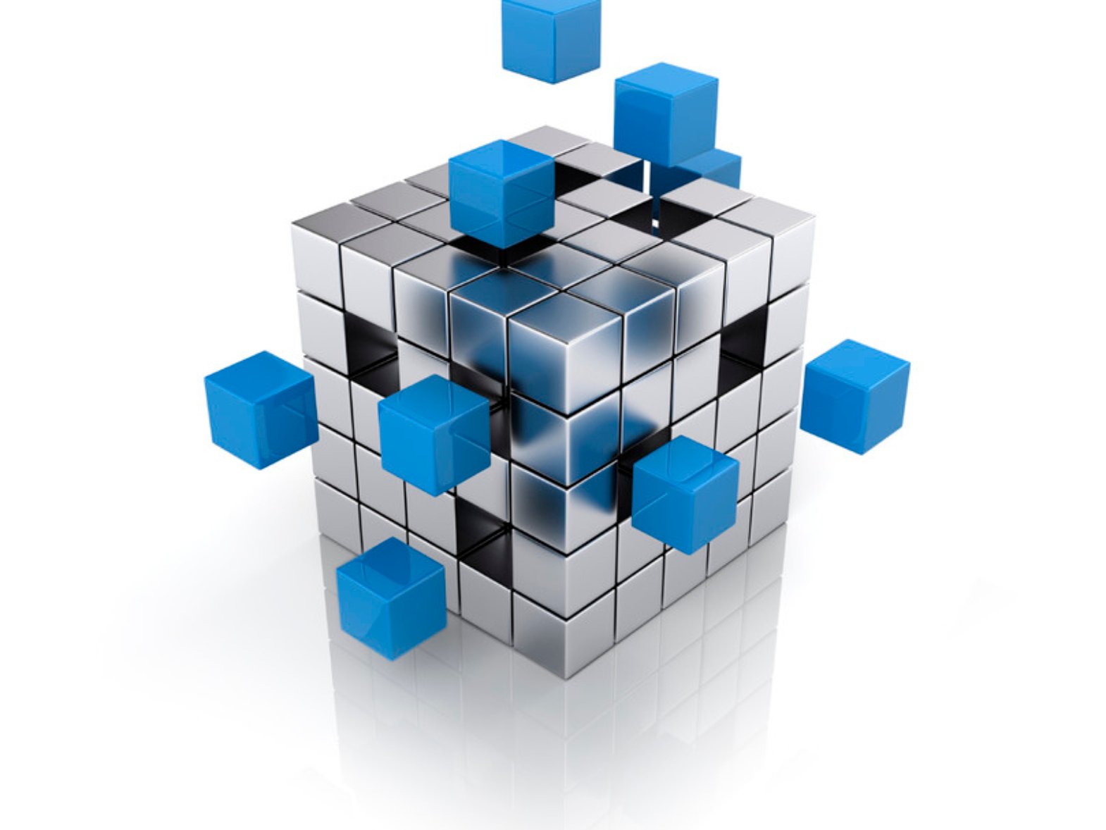 teamwork business concept - cube assembling from blocks